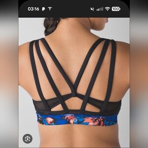 Lululemon Floral Blue and Pink Sports Bra, Size 6